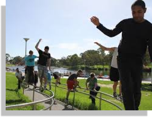 Kids playing Parkour